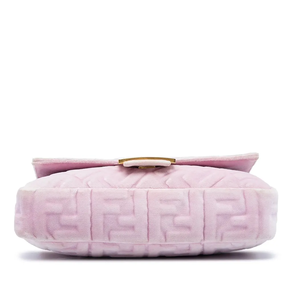 Fendi Zucca Embossed Velvet Baguette Satchel Pink Very good - Inside View