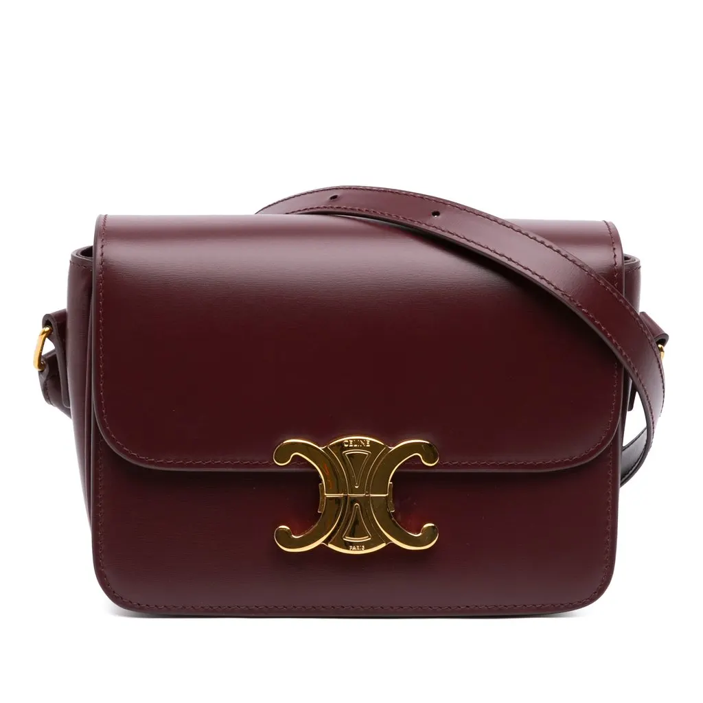 Celine Teen Shiny Calfskin Triomphe Crossbody Red Leather Very good - Front View