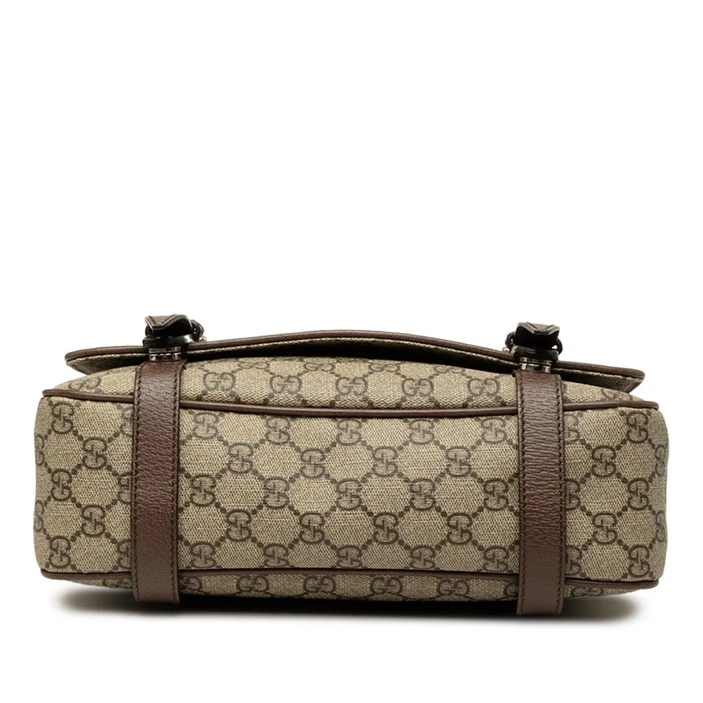 Gucci GG Supreme Textured Dollar Calfskin Retro Interlocking G Flap Messenger Bag Beige Canvas Very good - Inside View