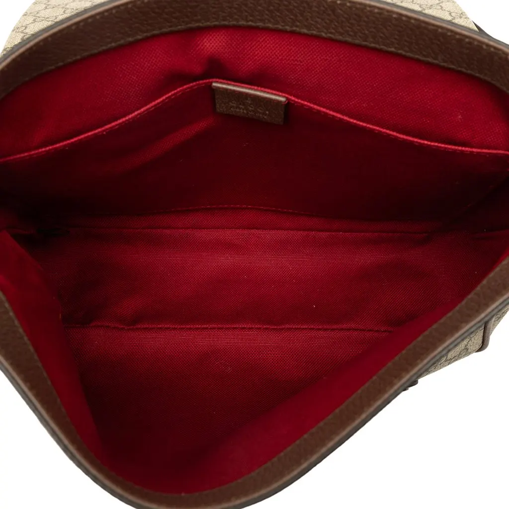 Gucci GG Supreme Textured Dollar Calfskin Retro Interlocking G Flap Messenger Bag Beige Canvas Very good - Model View