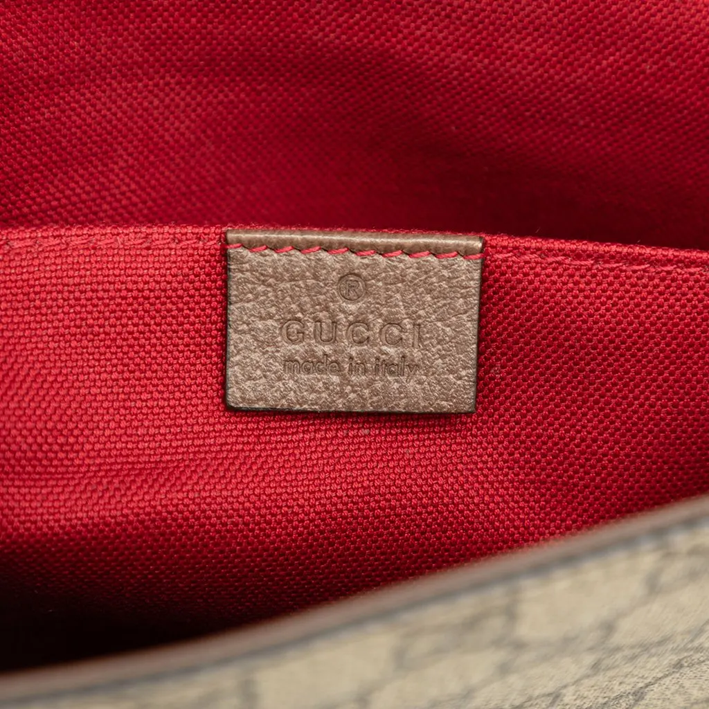 Gucci GG Supreme Textured Dollar Calfskin Retro Interlocking G Flap Messenger Bag Beige Canvas Very good - Box View