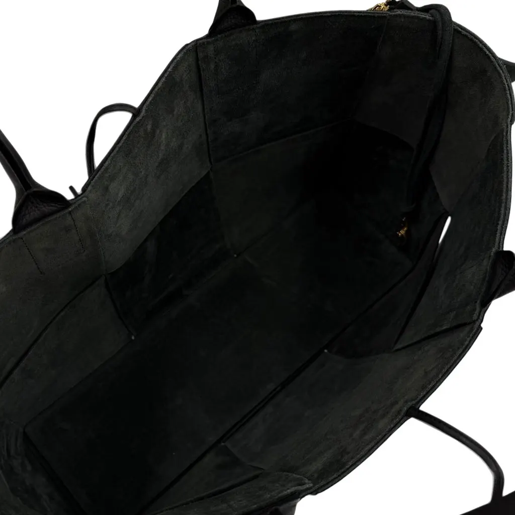 Bottega Veneta Medium Grained Calfskin Maxi Intrecciato Arco Tote Black Leather Very good - Box View