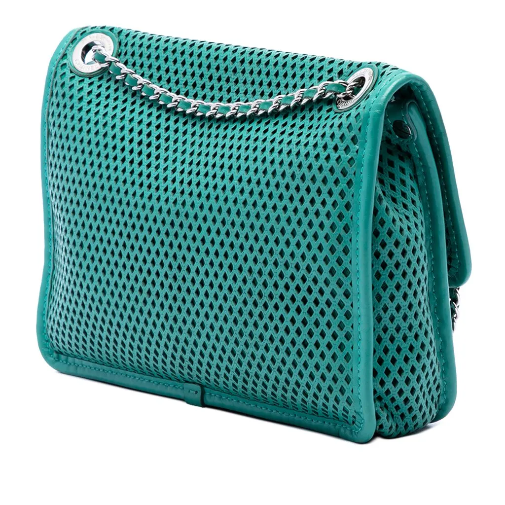 Chanel Small Perforated Calfskin Up In The Air Flap Green Leather Very good - Back View