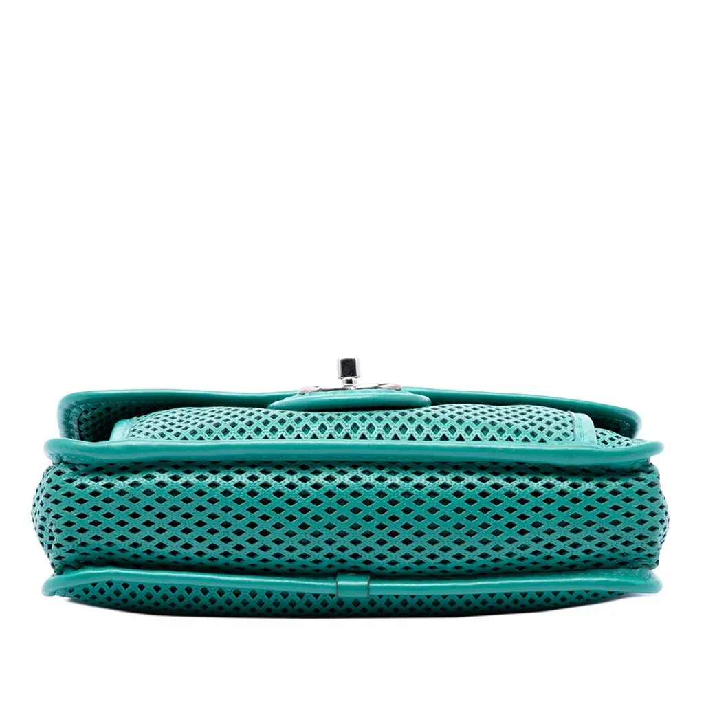 Chanel Small Perforated Calfskin Up In The Air Flap Green Leather Very good - Inside View