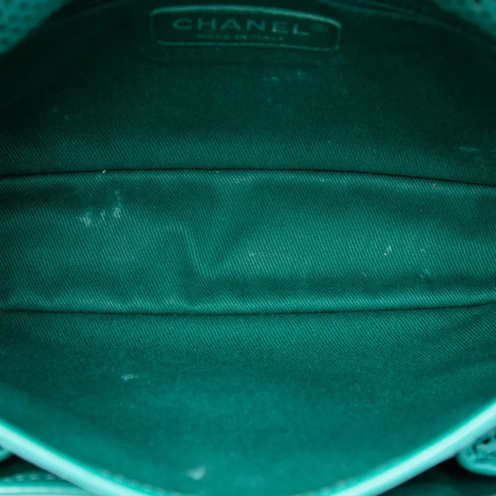 Chanel Small Perforated Calfskin Up In The Air Flap Green Leather Very good - Model View
