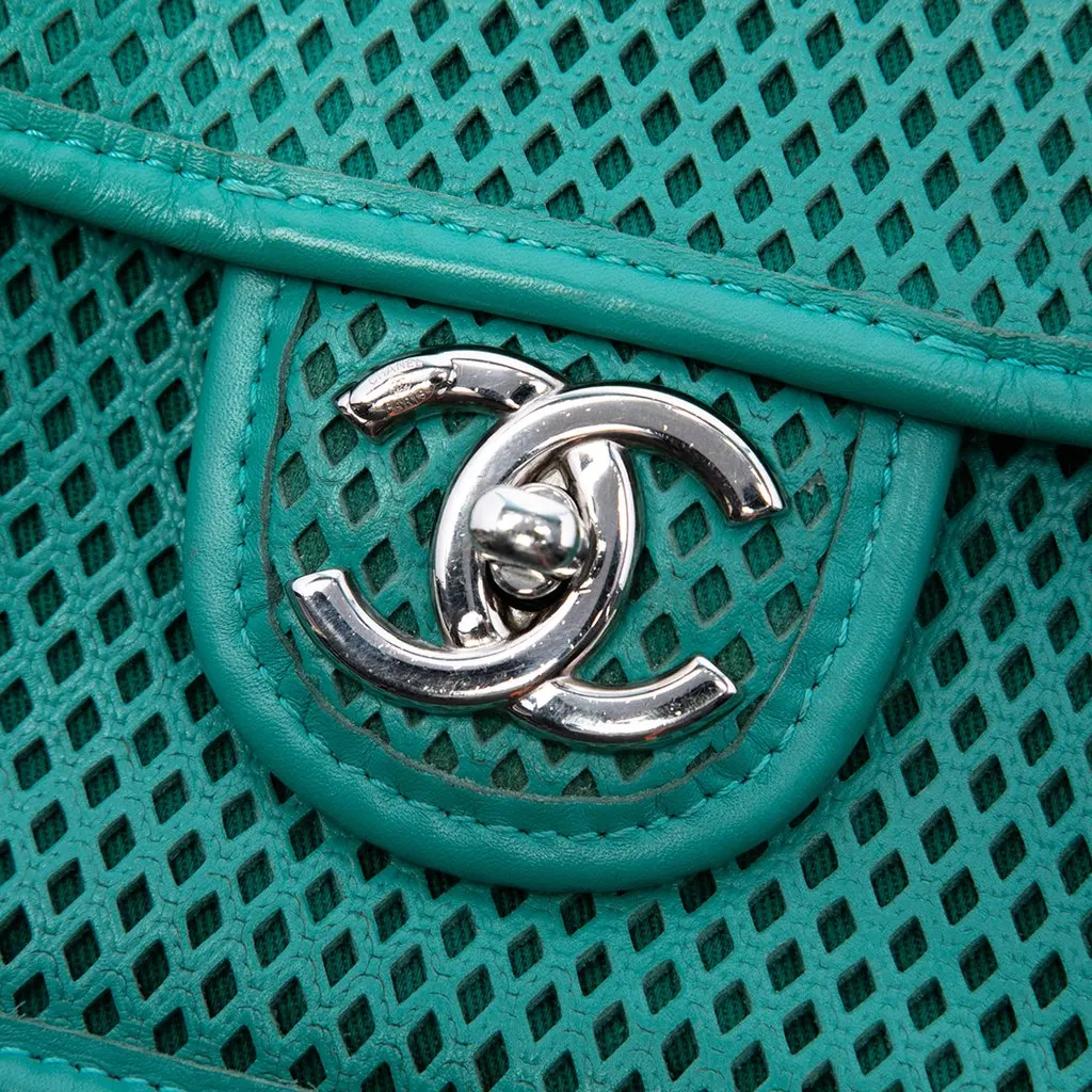 Chanel Small Perforated Calfskin Up In The Air Flap Green Leather Very good - Box View