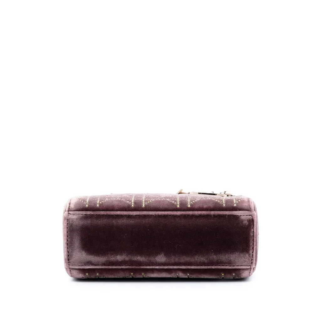 Dior Mini Bicolor Velvet Cannage Strass Embellished Lady Dior Red Very good - Inside View
