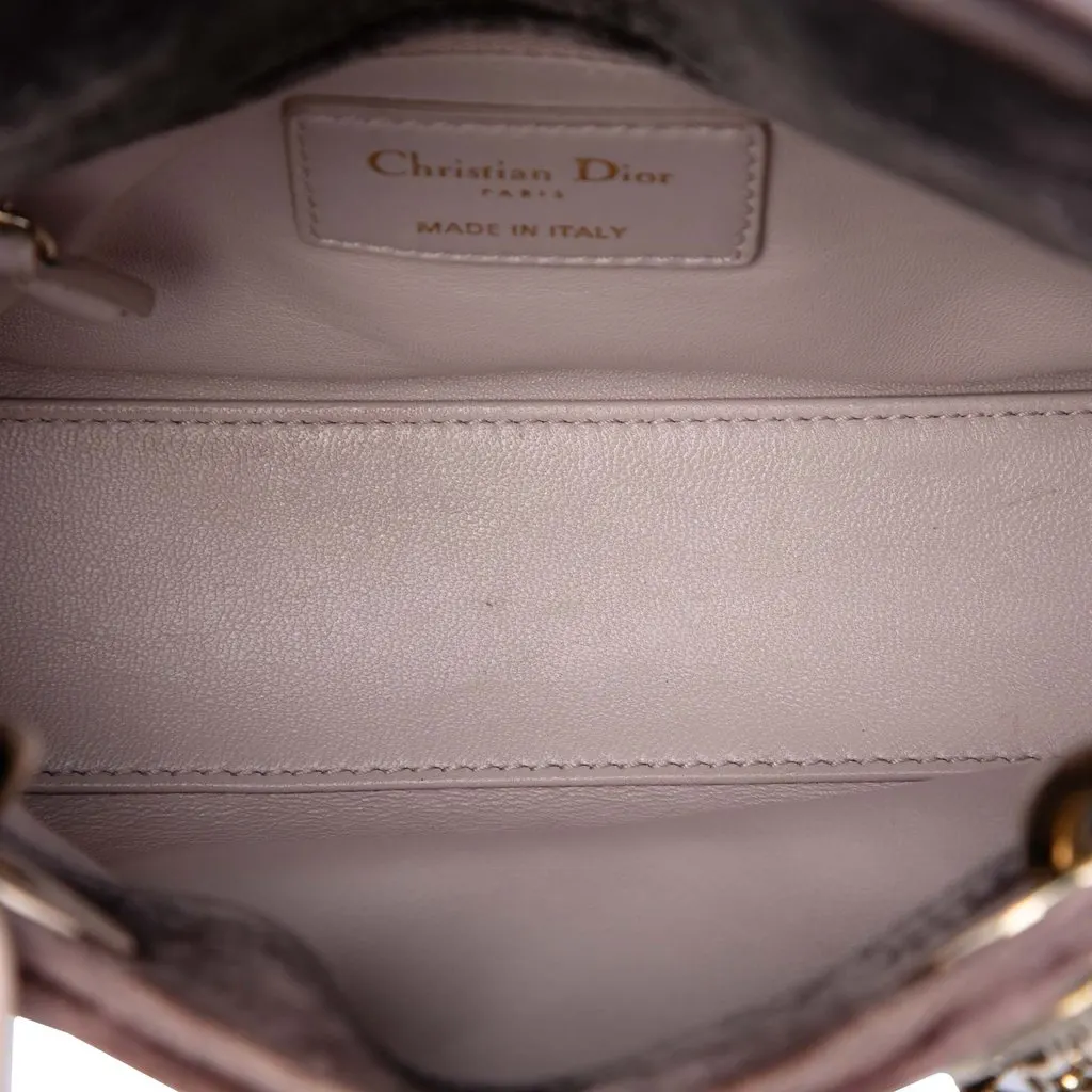 Dior Mini Bicolor Velvet Cannage Strass Embellished Lady Dior Red Very good - Model View