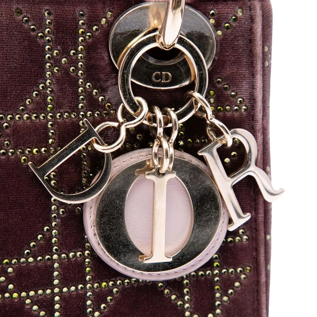 Dior Mini Bicolor Velvet Cannage Strass Embellished Lady Dior Red Very good - Box View