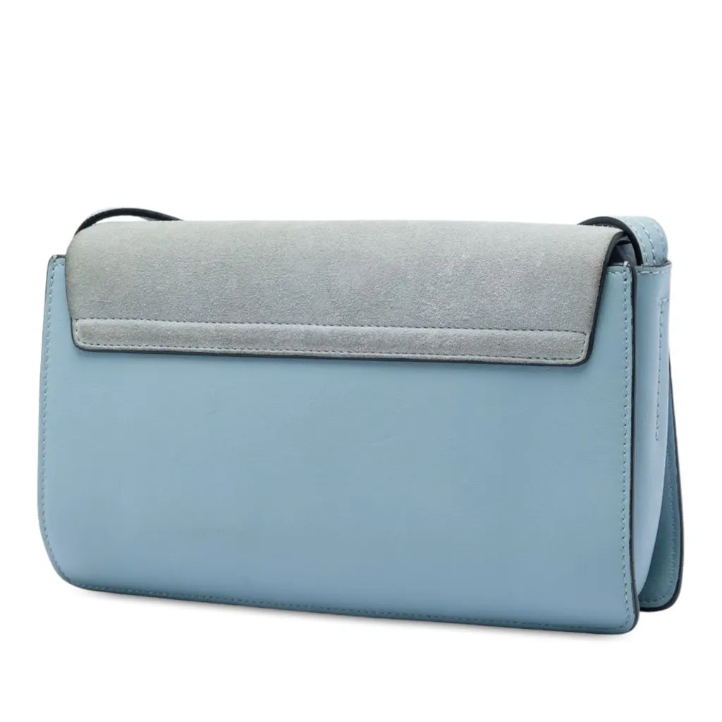 Chloé Small Suede and Calfskin Faye Crossbody Blue Leather Very good - Back View