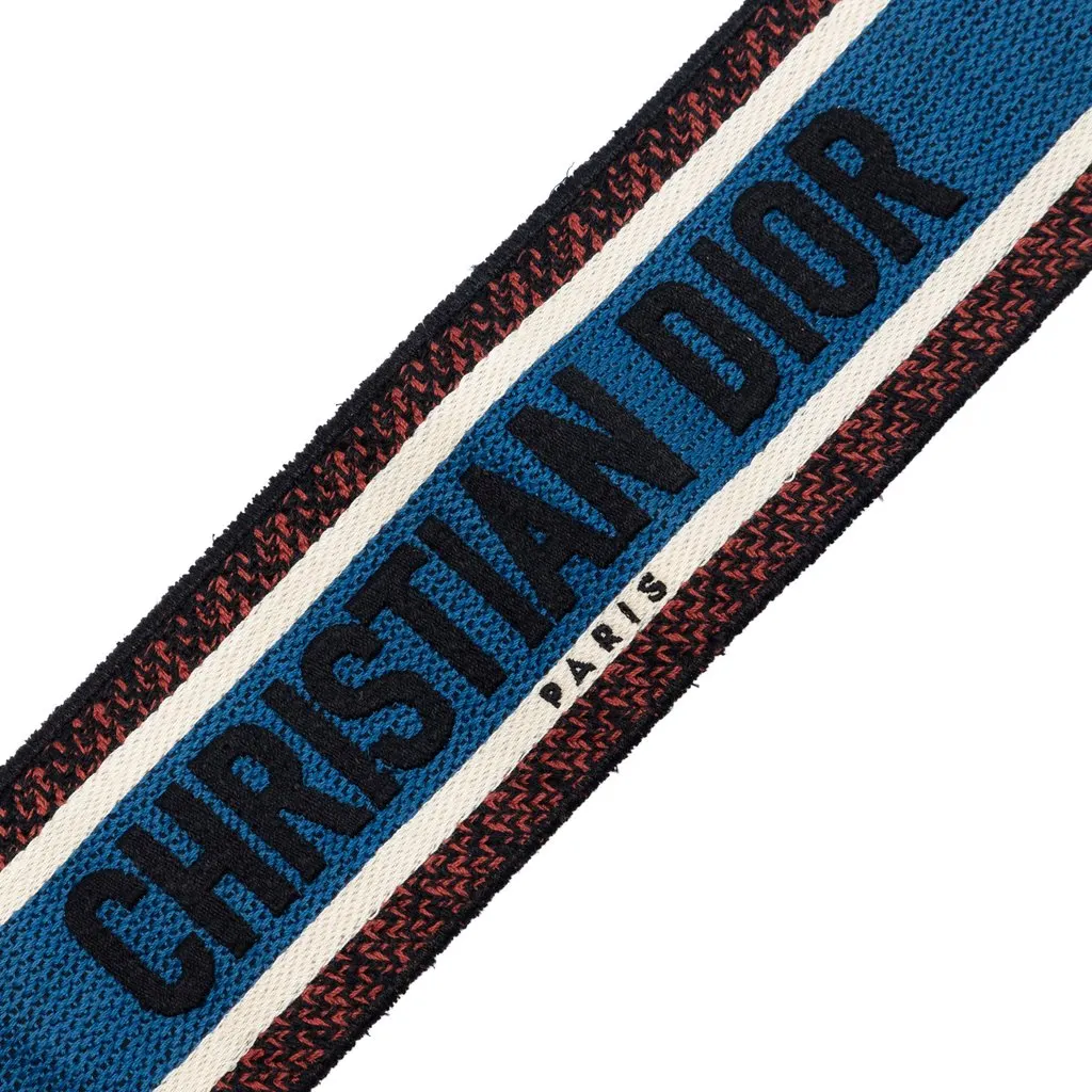 Dior Embroidered Canvas Bag Strap Blue Very good - Back View