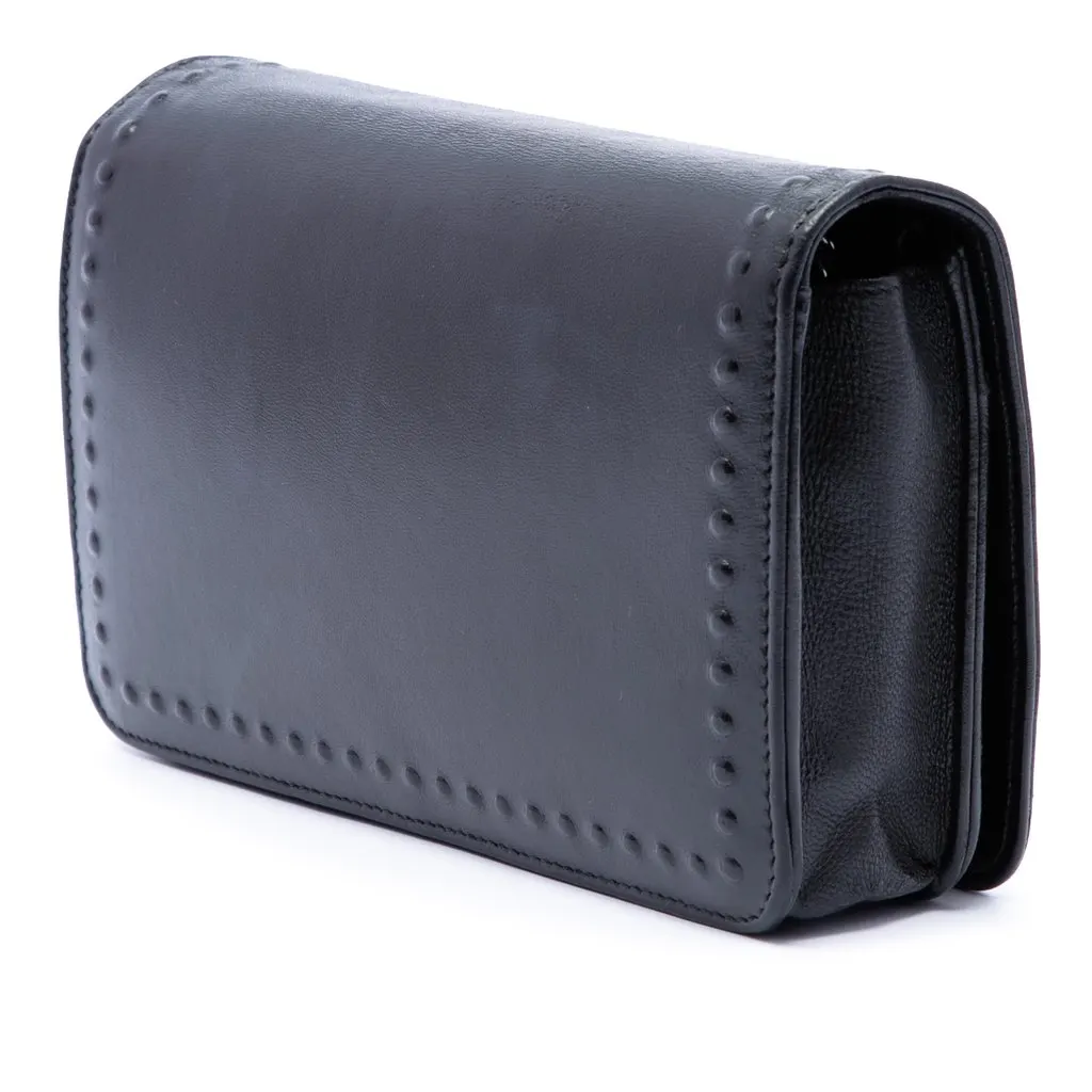 Chanel CC Embossed Lambskin Wallet on Chain Black Leather Very good - Back View