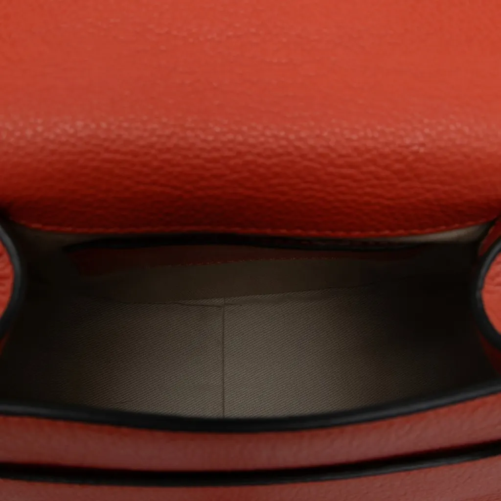 Chloé Small Grained Leather Marcie Saddle Crossbody Orange Leather Good - Model View