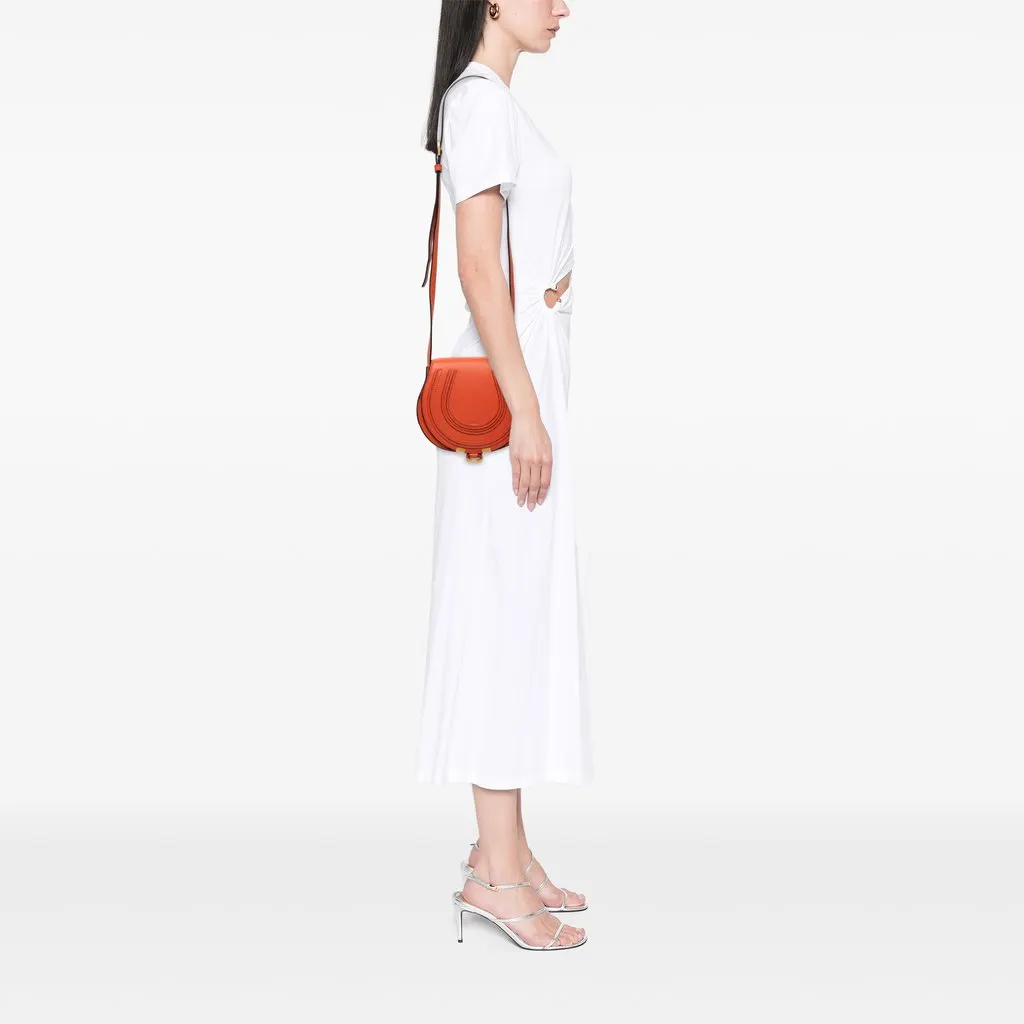 Chloé Small Grained Leather Marcie Saddle Crossbody Orange Leather Good - Box View