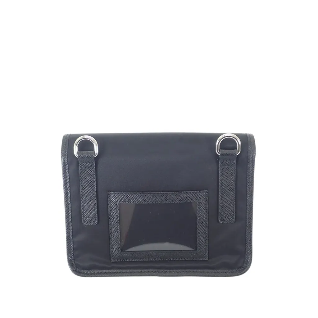 Prada Saffiano Trimmed Tessuto Buckle Messenger Bag Black Polyamide Very good - Back View