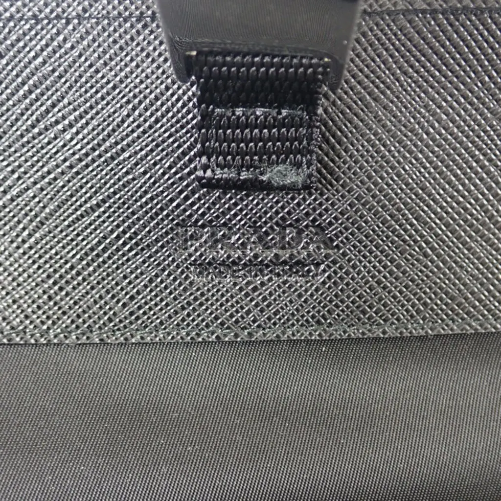 Prada Saffiano Trimmed Tessuto Buckle Messenger Bag Black Polyamide Very good - Box View