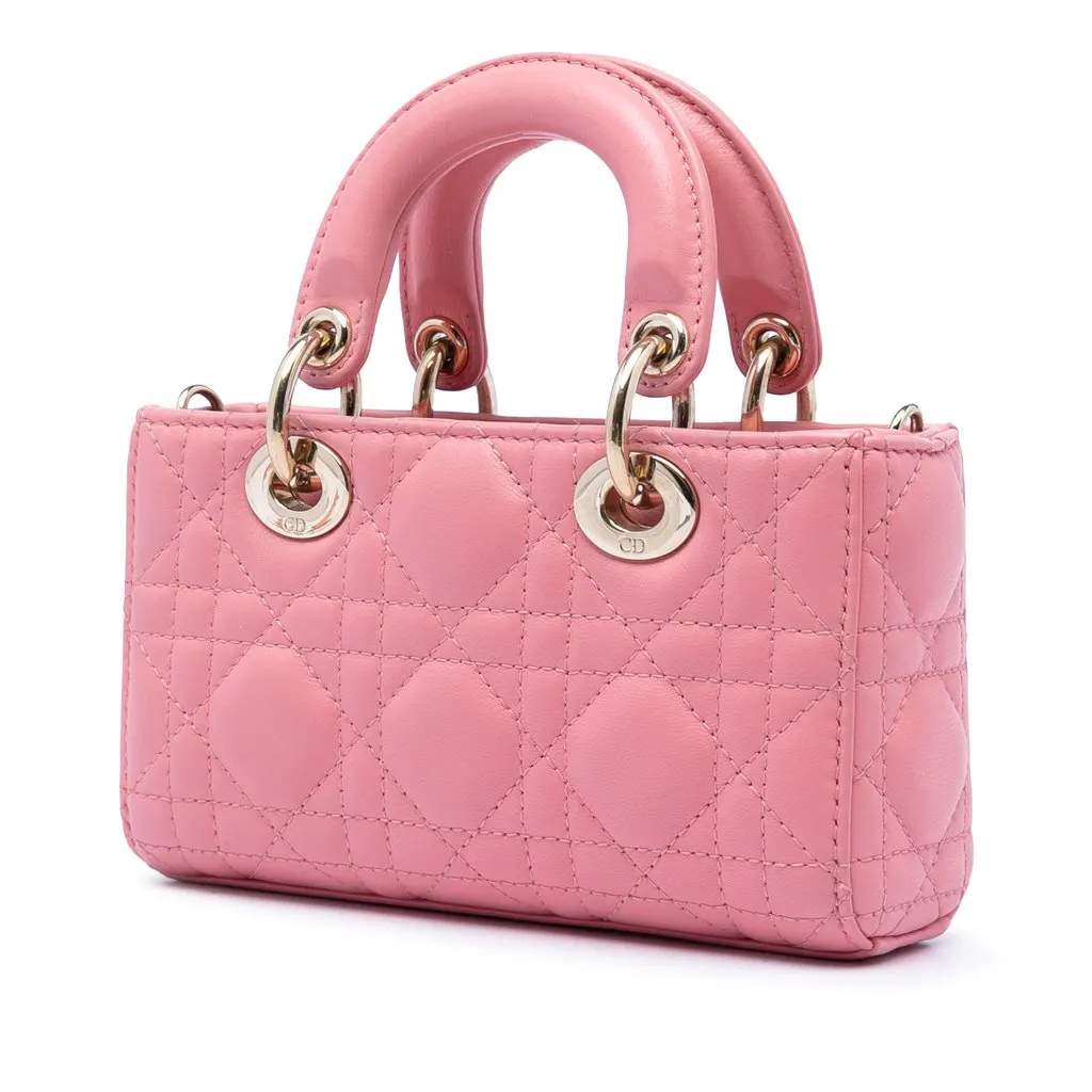 Dior Micro Lambskin Cannage Lady D Joy Pink Leather Very good - Back View