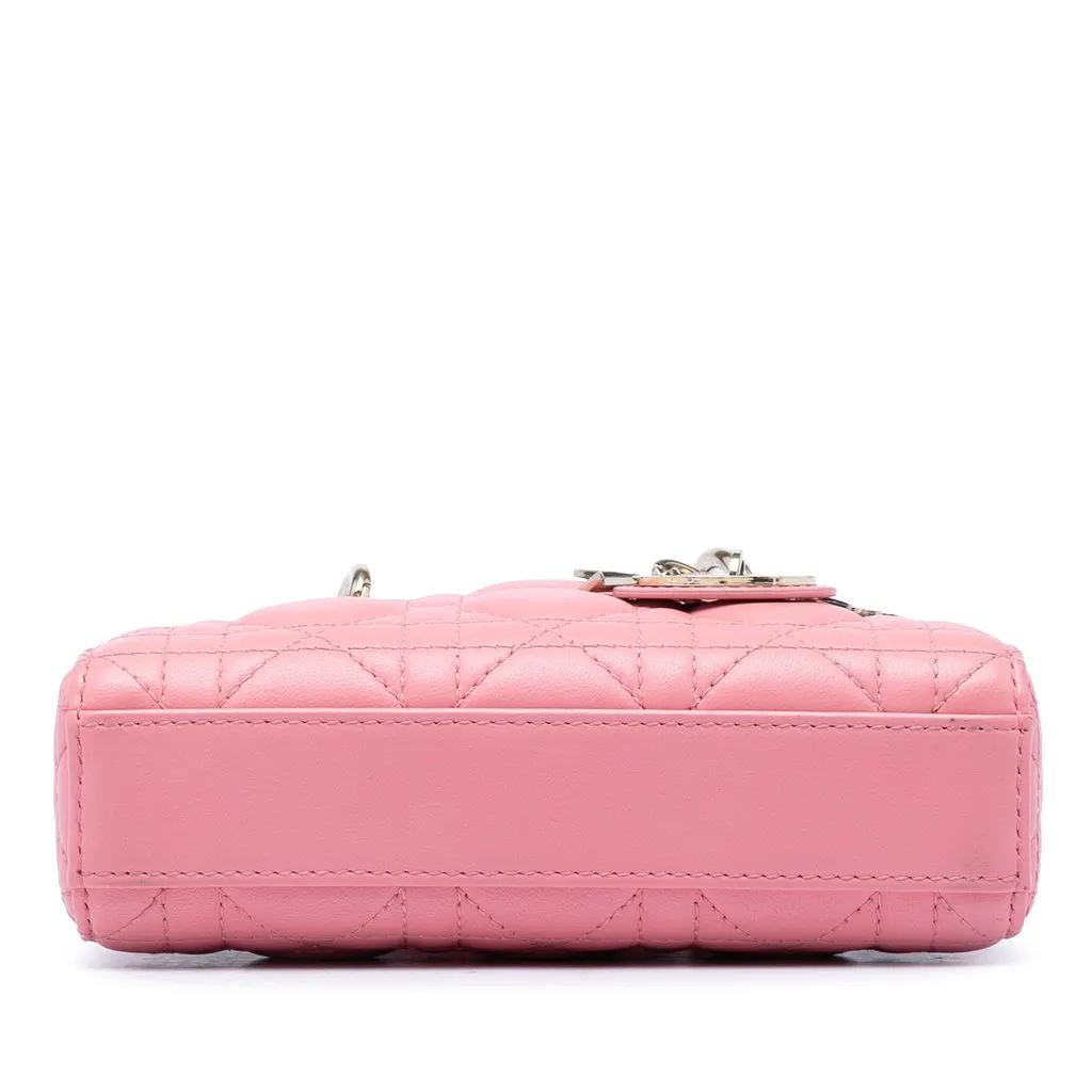 Dior Micro Lambskin Cannage Lady D Joy Pink Leather Very good - Inside View