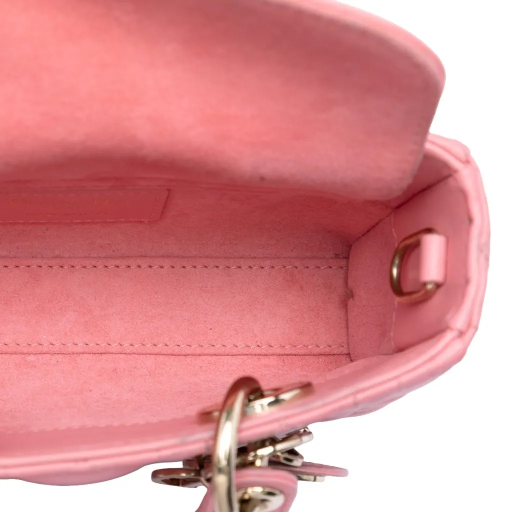 Dior Micro Lambskin Cannage Lady D Joy Pink Leather Very good - Model View