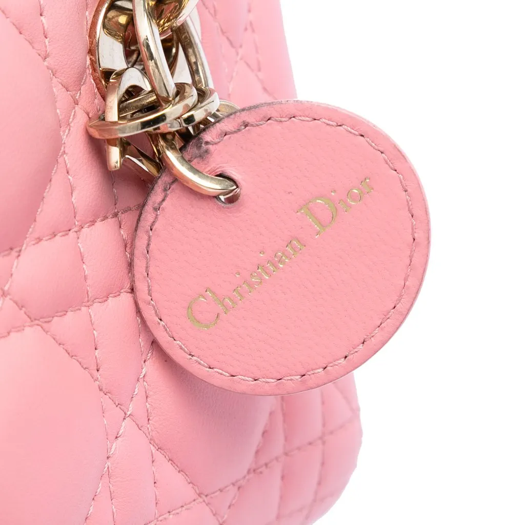 Dior Micro Lambskin Cannage Lady D Joy Pink Leather Very good - Box View