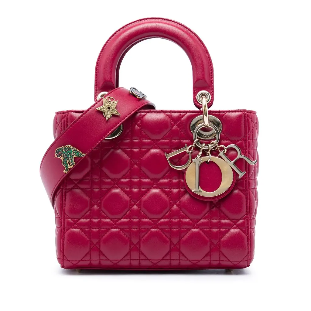 Dior Small Lambskin Cannage My ABCDior Lady Dior Red Leather Very good - Front View