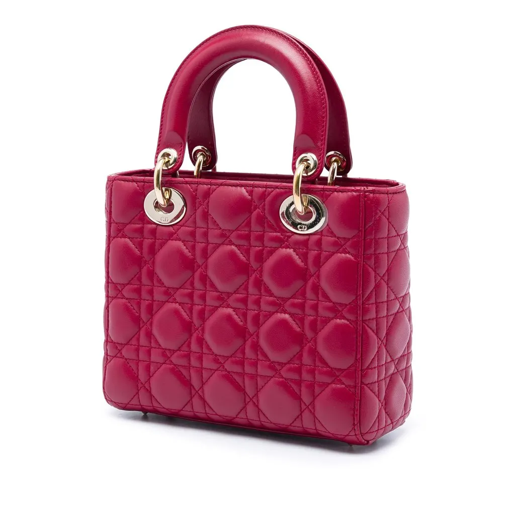 Dior Small Lambskin Cannage My ABCDior Lady Dior Red Leather Very good - Back View