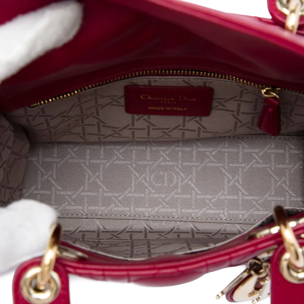 Dior Small Lambskin Cannage My ABCDior Lady Dior Red Leather Very good - Model View