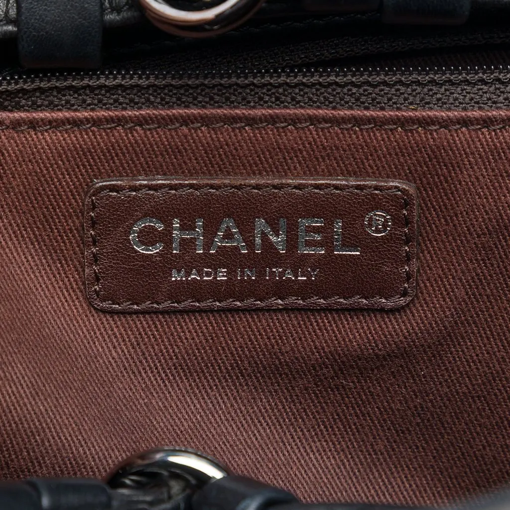 Chanel CC Quilted Lambskin Country Club Tote Black Leather Very good - Box View