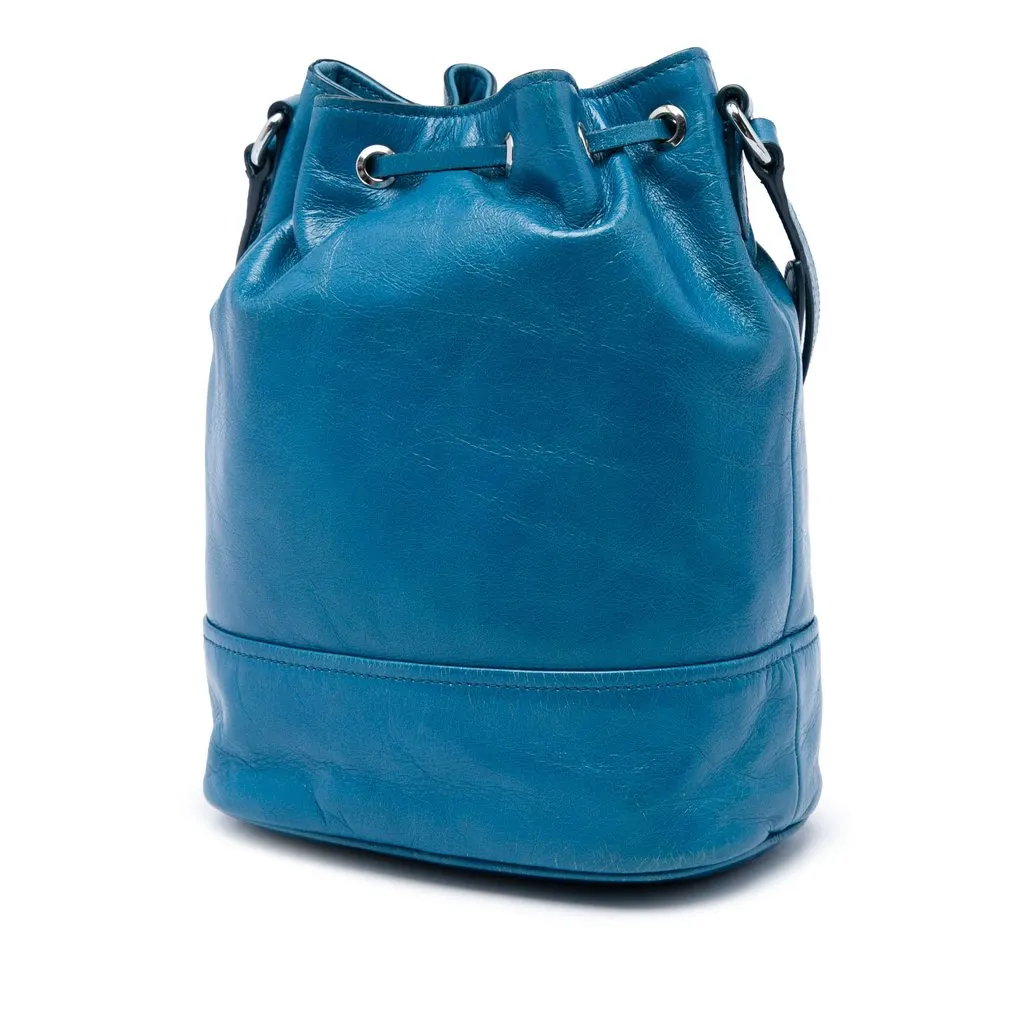 Miu Miu Leather Bucket Bag Blue Leather Very good - Back View