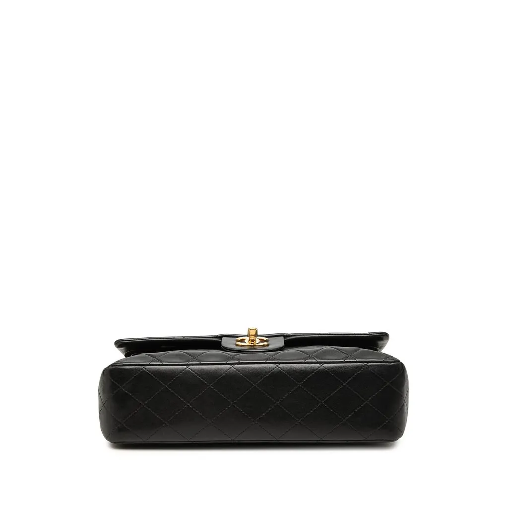 Chanel Medium Classic Lambskin Double Flap Black Leather Good - Inside View