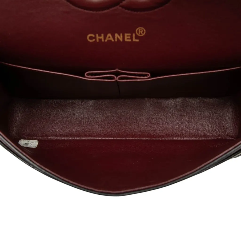 Chanel Medium Classic Lambskin Double Flap Black Leather Good - Model View