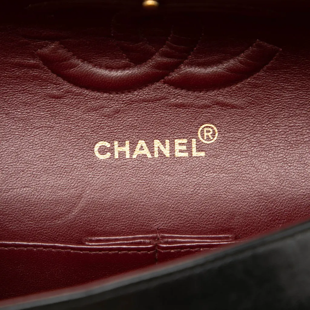 Chanel Medium Classic Lambskin Double Flap Black Leather Good - Box View