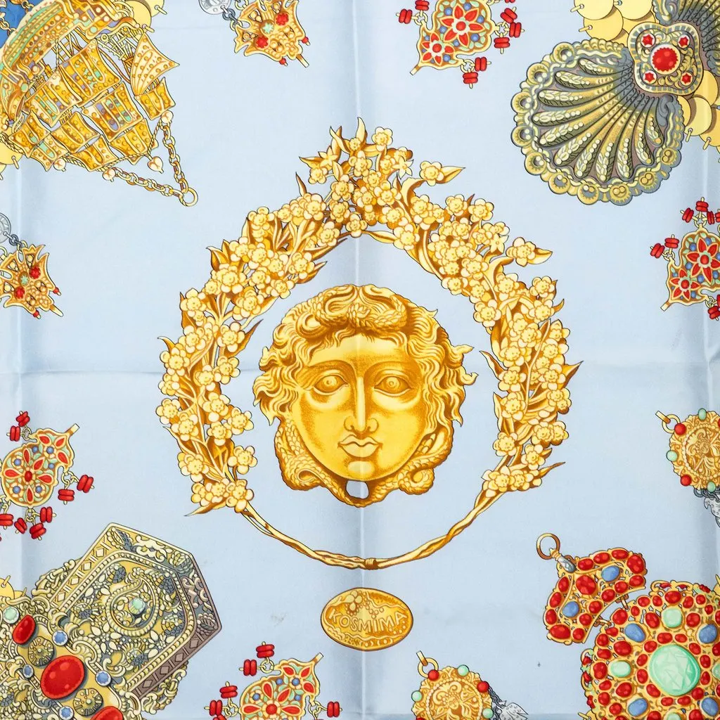 Hermès Kosmima Silk Scarf 90 Blue Good - Back View