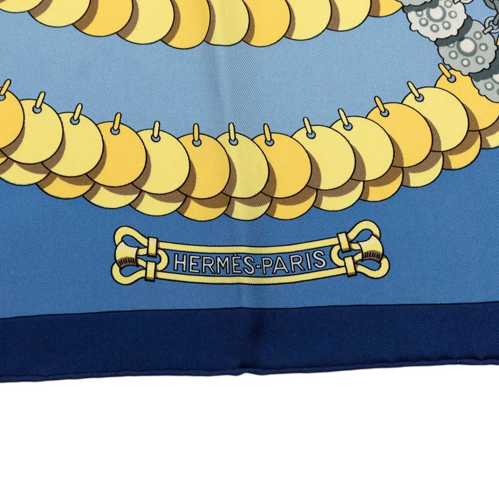 Hermès Kosmima Silk Scarf 90 Blue Good - Inside View