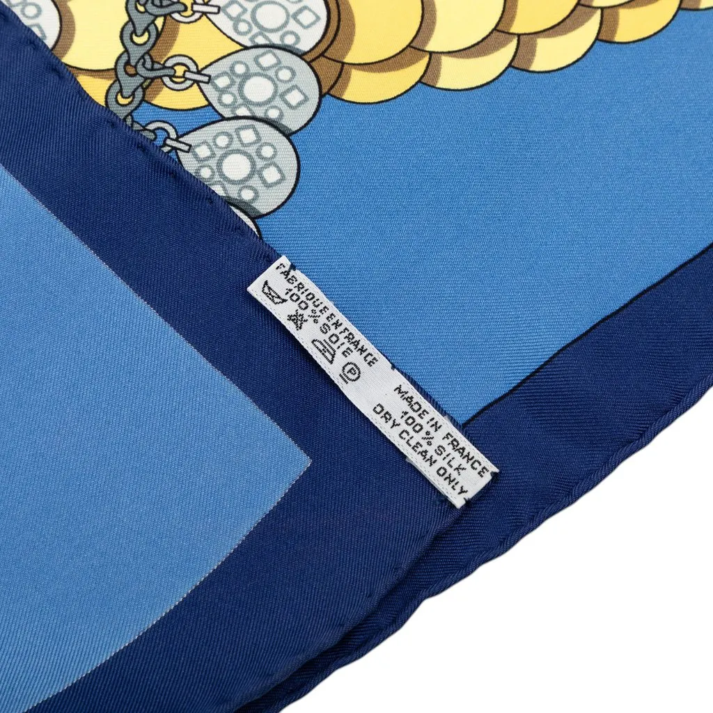 Hermès Kosmima Silk Scarf 90 Blue Good - Model View