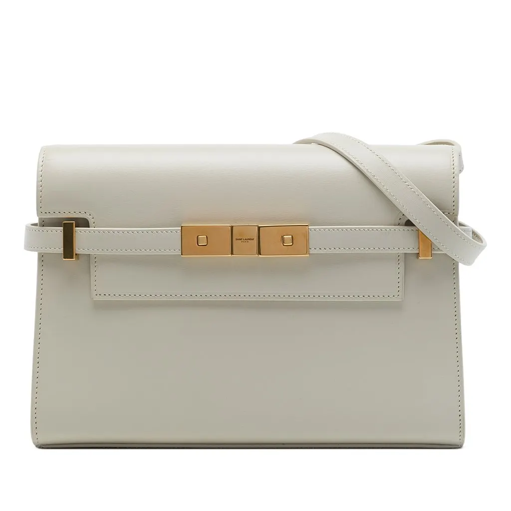 Saint Laurent Small Smooth Calfskin Manhattan Shoulder Bag White Leather Very good - Front View