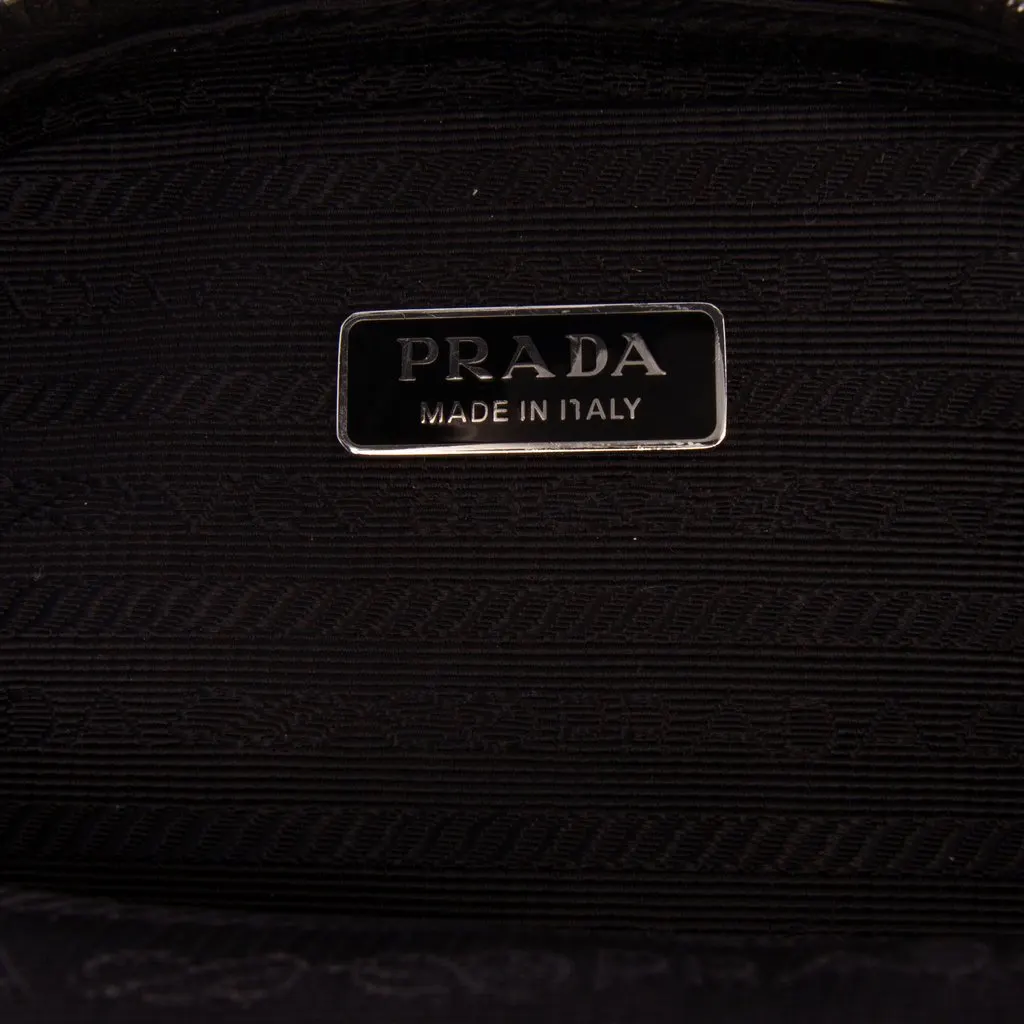 Prada Mini Brushed Leather Phone Pouch Black Leather Good - Box View