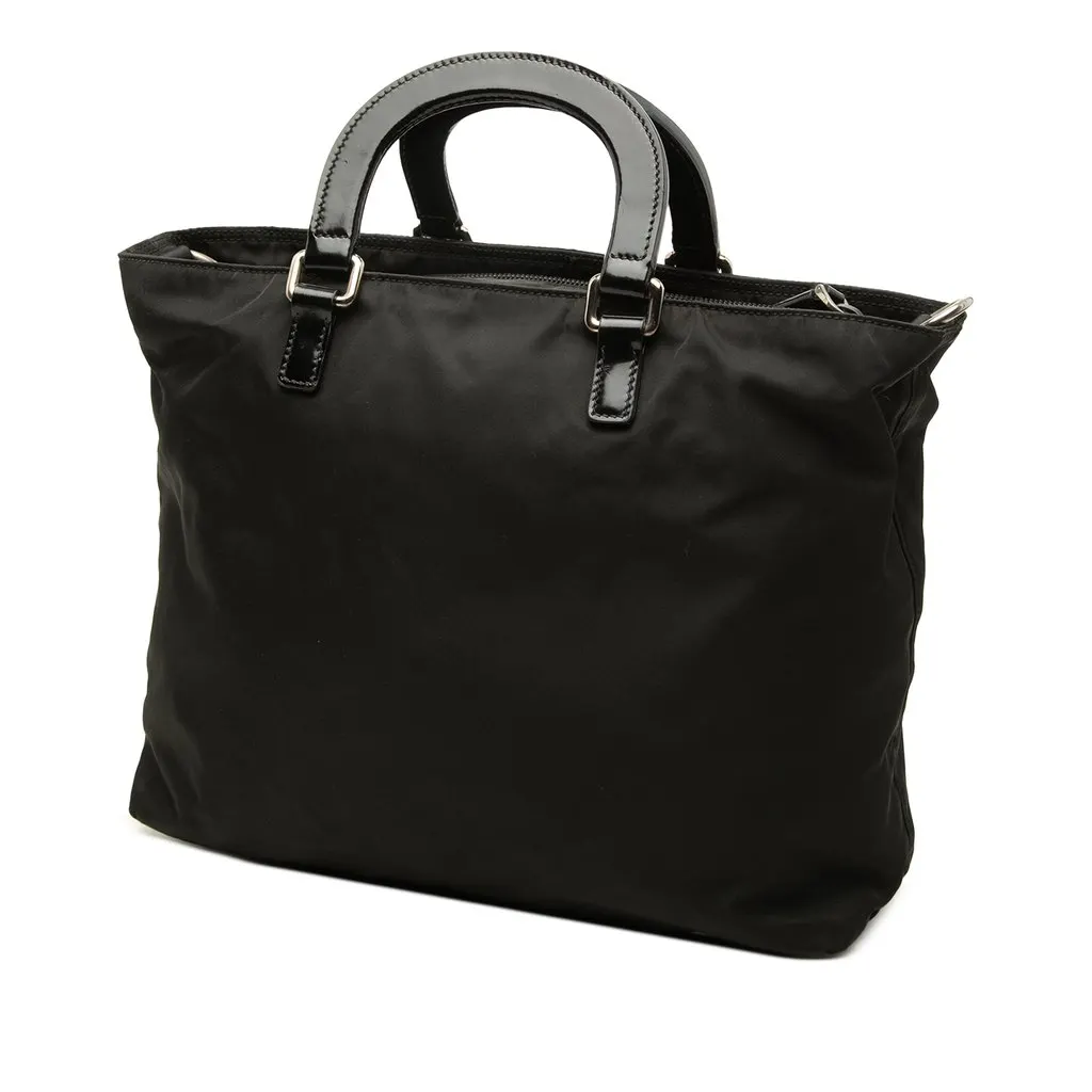 Prada Tessuto Canapa Logo Satchel Black Polyamide Very good - Back View