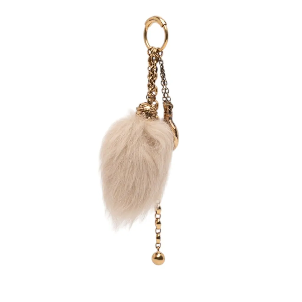 Chloé Gold Plated Chloe Symbols and Shearling Tail Bag Charm Gold Metal Never worn - Back View