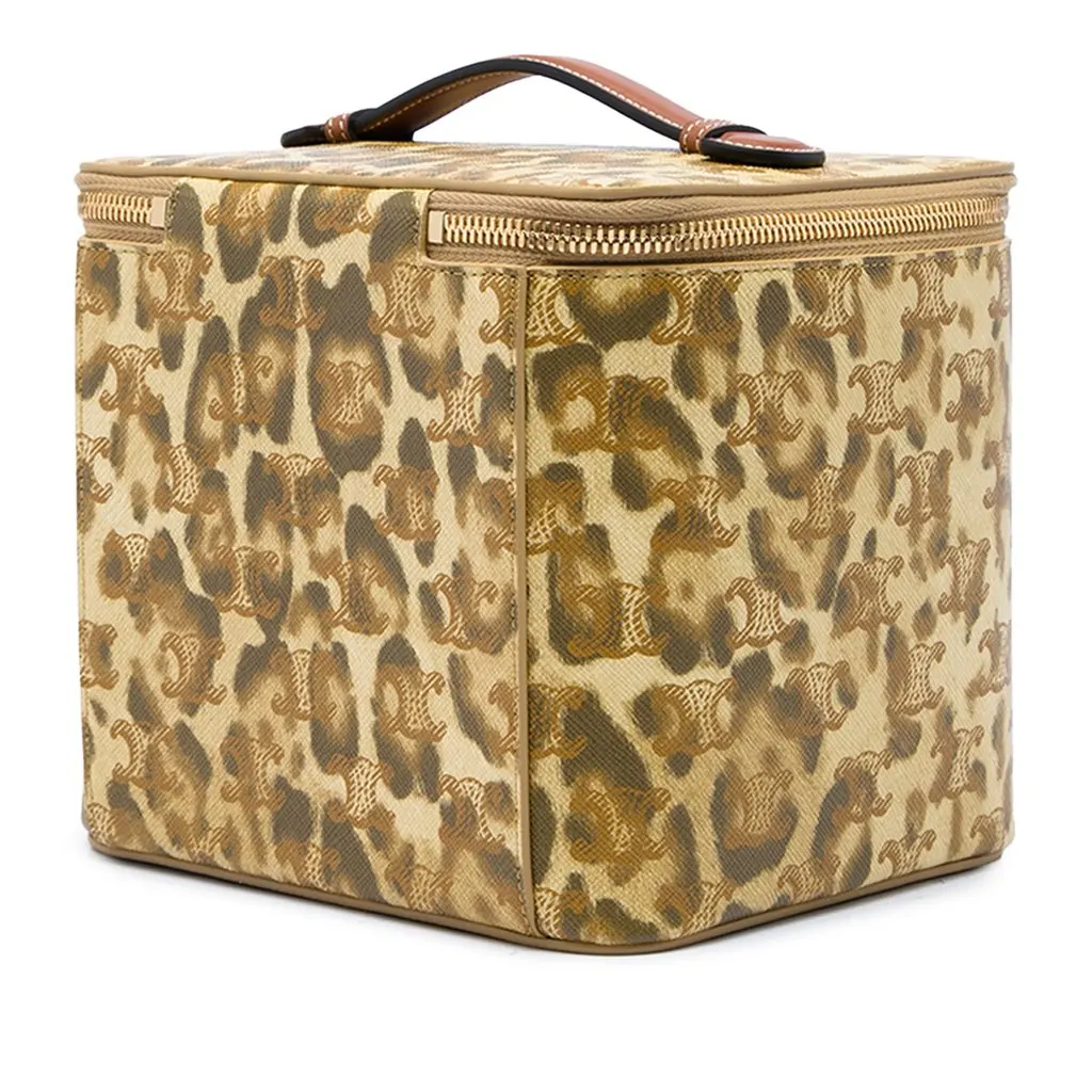 Celine Triomphe Coated Canvas Leopard Print Vanity Case Beige Canvas Very good - Back View