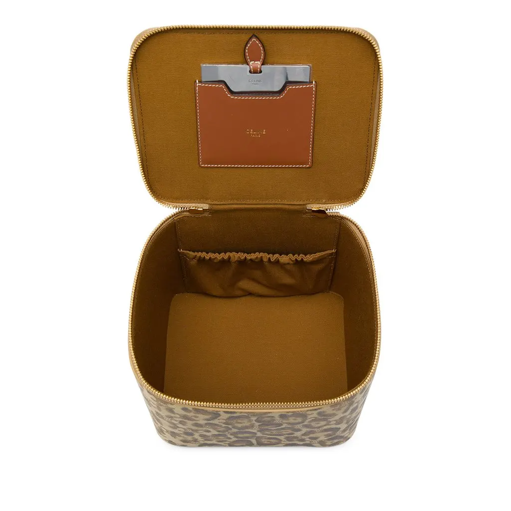 Celine Triomphe Coated Canvas Leopard Print Vanity Case Beige Canvas Very good - Box View