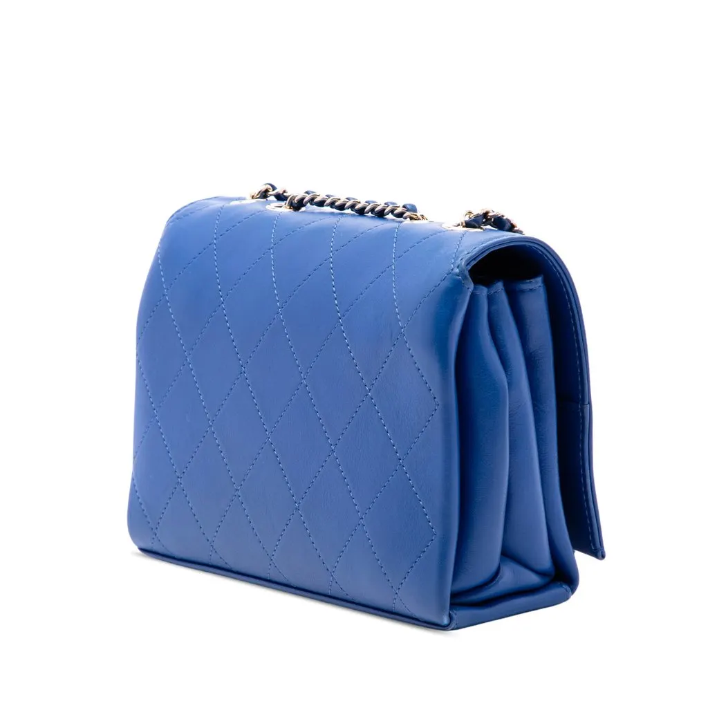 Chanel CC Quilted Calfskin Diamond Stitched Flap Blue Leather Very good - Back View