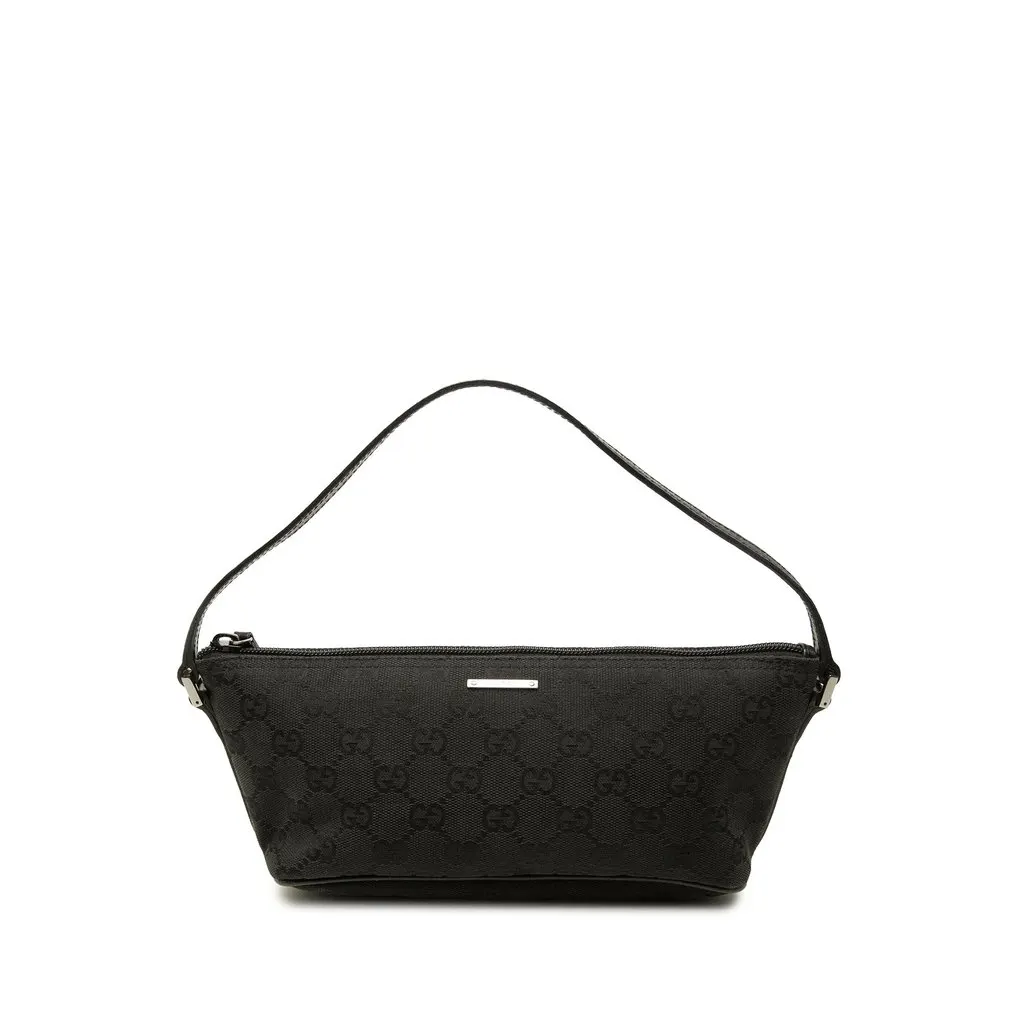 Gucci GG Canvas Boat Black Canvas Good - Front View