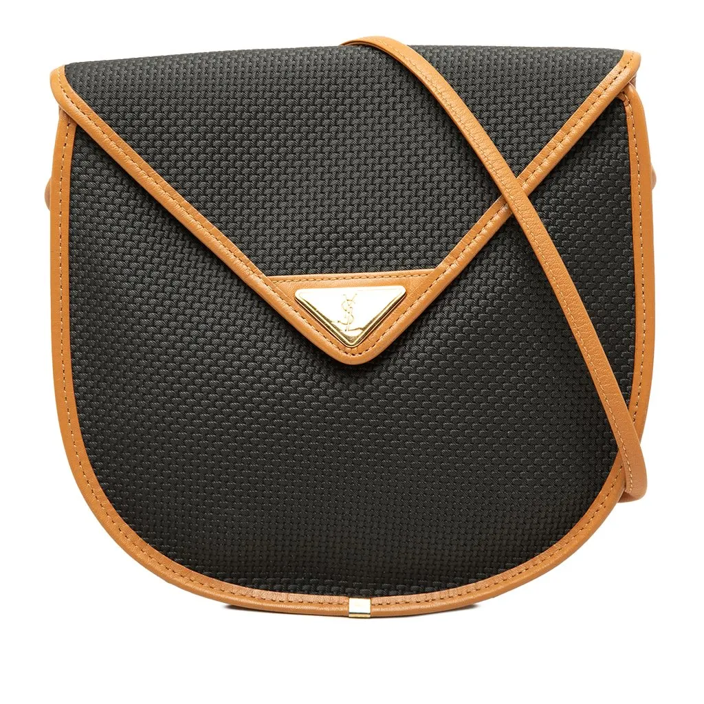Saint Laurent Leather Trimmed Coated Canvas Crossbody