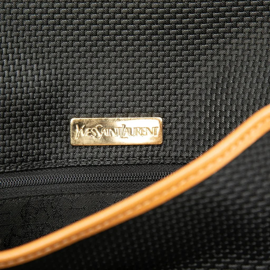 Saint Laurent Leather Trimmed Coated Canvas Crossbody Black Canvas Good - Box View