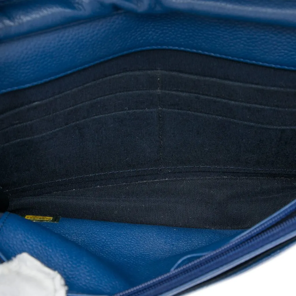 Chanel CC Quilted Caviar Wallet on Chain Blue Leather Very good - Model View