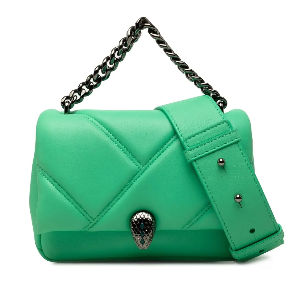 Bvlgari Mini Leather Serpenti Cabochon Satchel Green Leather Very good - Front View