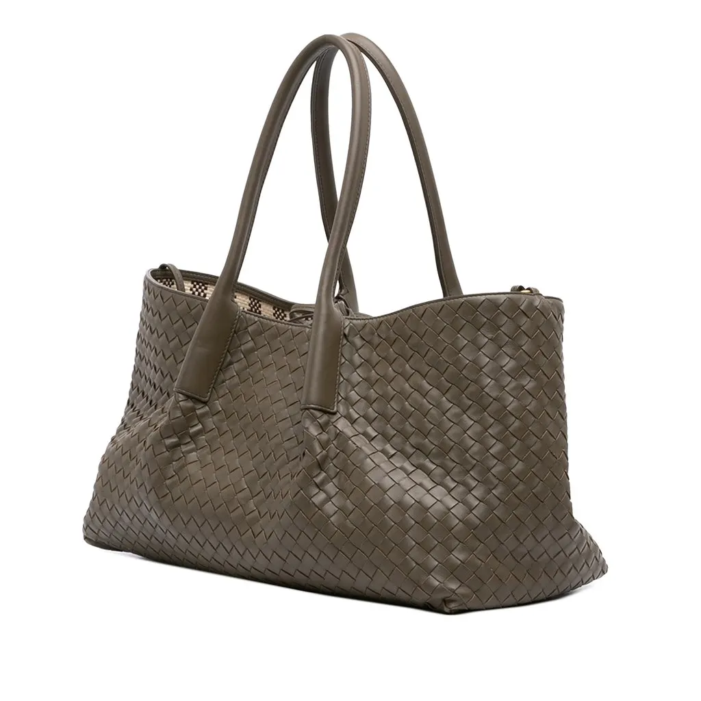 Bottega Veneta Large Calfskin Intrecciato Pinacoteca Tote Brown Leather Very good - Back View
