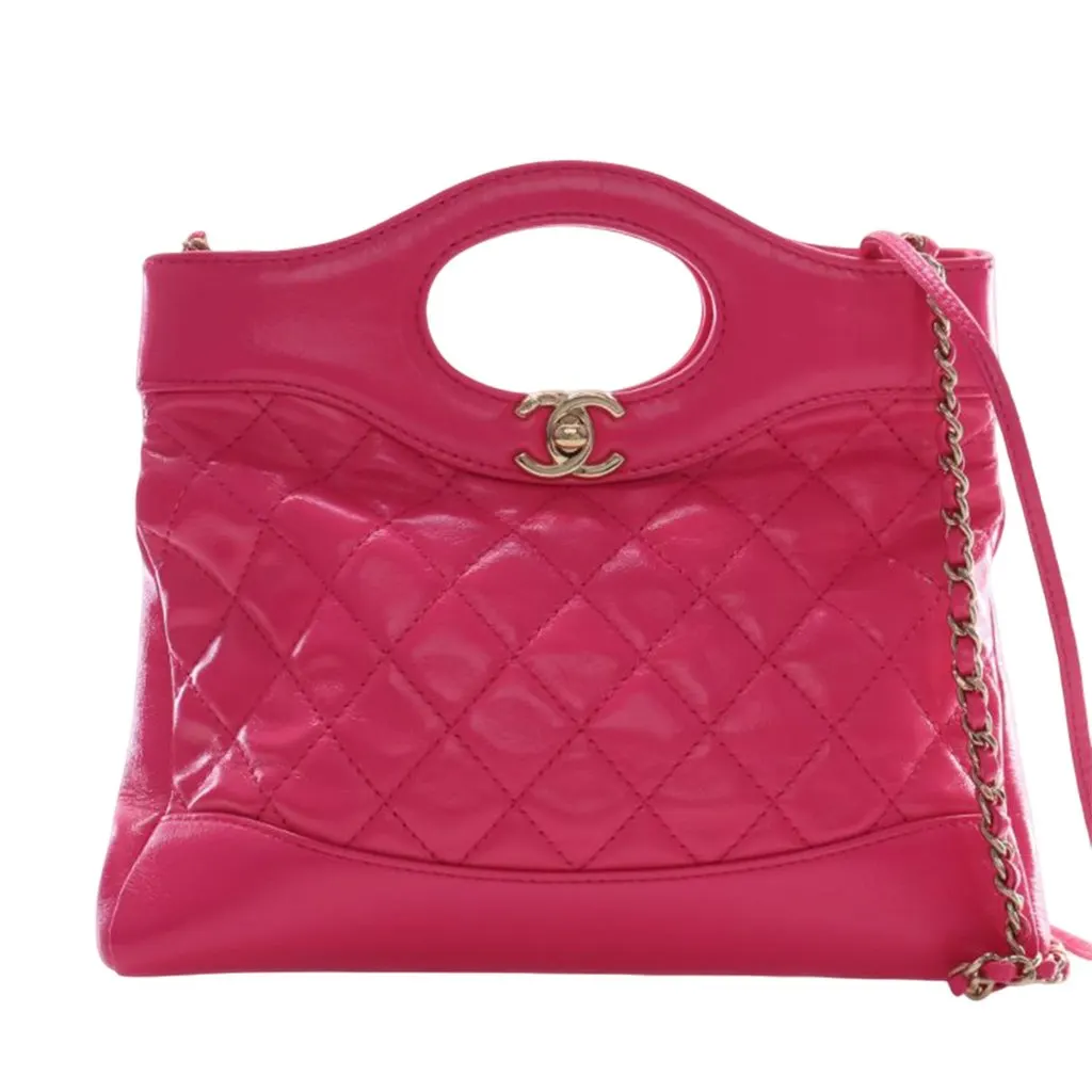 Chanel Large Quilted Glazed Calfskin 31 Shopping Bag Pink Leather Very good - Front View