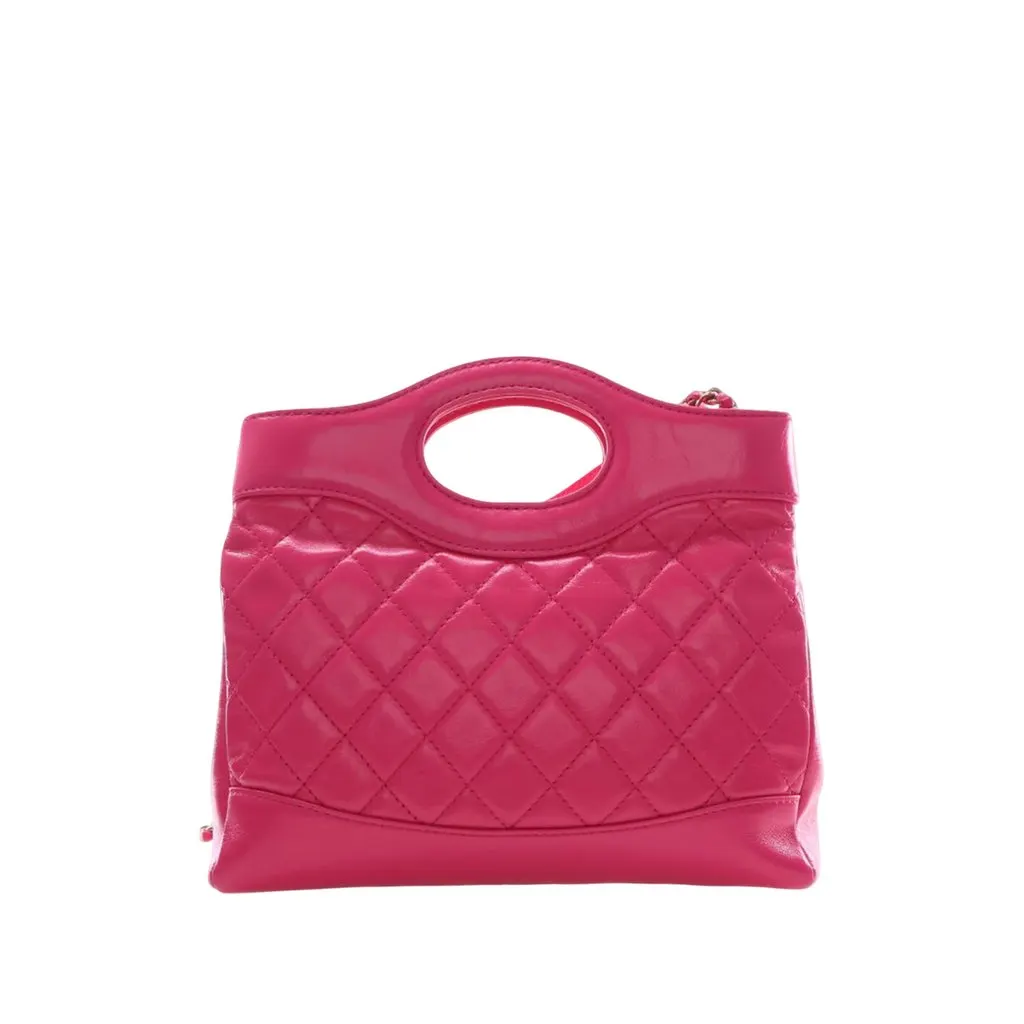 Chanel Large Quilted Glazed Calfskin 31 Shopping Bag Pink Leather Very good - Back View